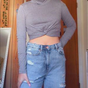 Gray cropped turtle neck